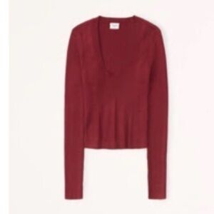 Abercrombie & Fitch Red Scoop Neck Sweater